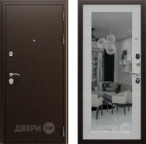 Входная металлическая Дверь АСД Спартак с зеркалом Акация светлая в Павловском Посаде