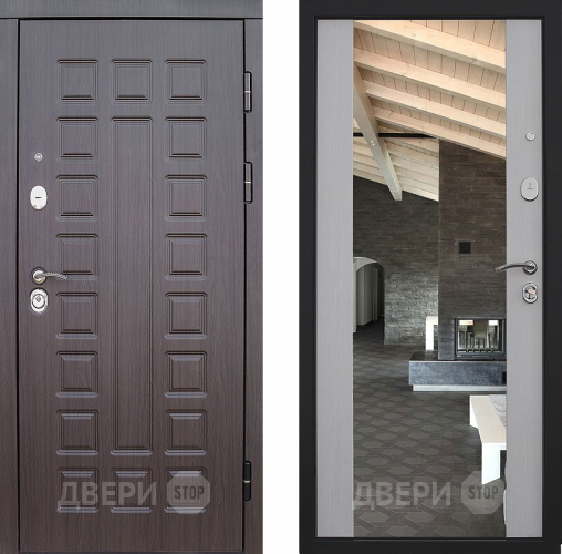 Входная металлическая Дверь S01 2К Зеркало Лиственница белая в Павловском Посаде