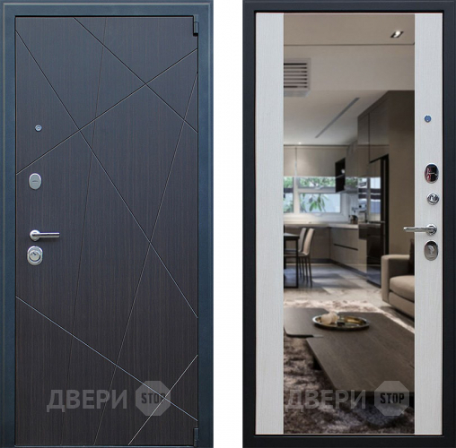 Входная металлическая Дверь АСД Вектор с зеркалом Лиственница белая в Павловском Посаде