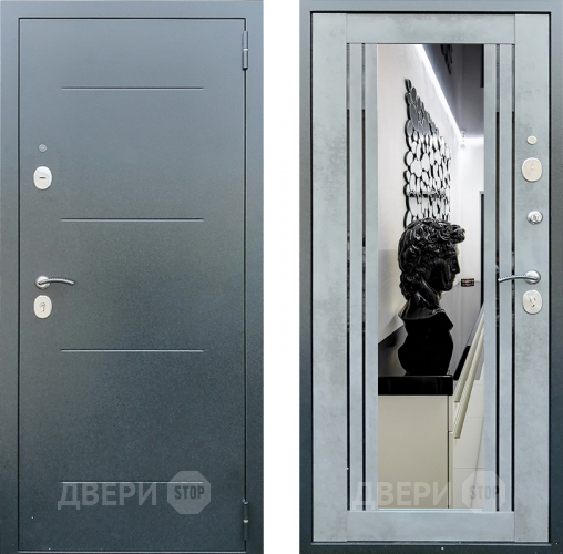 Дверь Престиж Люкс с зеркалом Бетон в Павловском Посаде