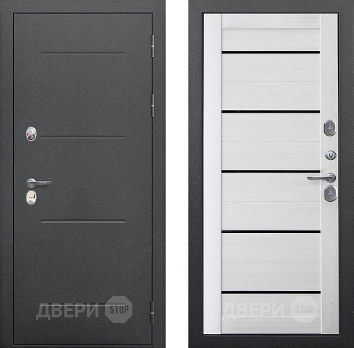 Дверь Цитадель Isoterma Серебро/Астана милки (черная лакобель) в Павловском Посаде