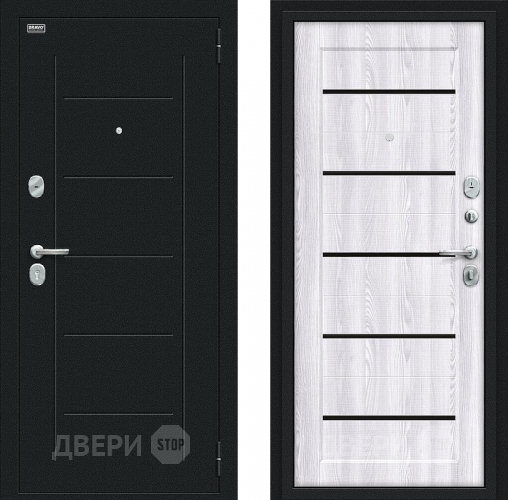 Входная металлическая Дверь Bravo Борн Букле черное/Riviera Ice в Павловском Посаде