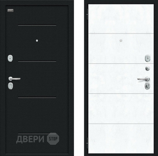 Дверь внутреннего открывания Bravo Граффити-1 Инсайд Букле черное/Snow Art в Павловском Посаде