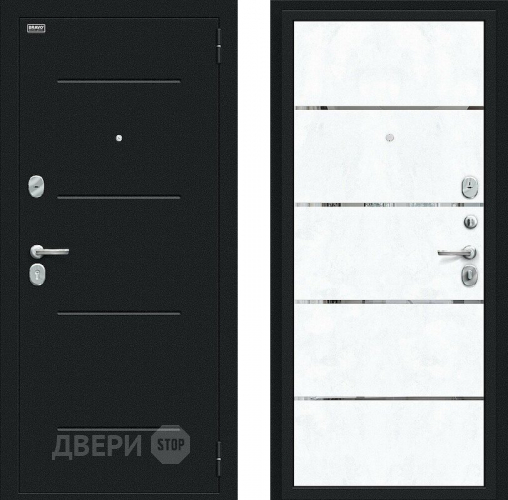 Дверь Bravo Лайн Букле черное/Snow Art в Павловском Посаде