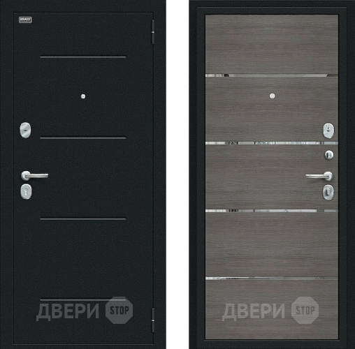 Дверь Bravo Лайн Букле черное/Grey Veralinga в Павловском Посаде