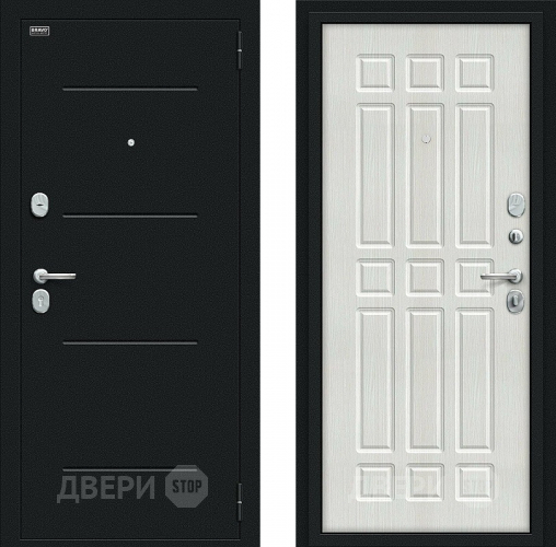 Входная металлическая Дверь Bravo Мило Букле черное/Bianco Veralinga в Павловском Посаде