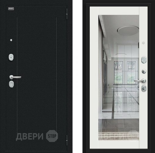 Дверь Bravo Флэш Букле черное/Off-white в Павловском Посаде