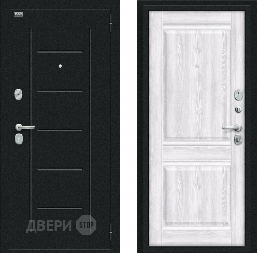 Входная металлическая Дверь Bravo Некст Kale Букле черное/Riviera Ice в Павловском Посаде