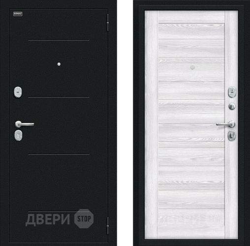 Входная металлическая Дверь Bravo Сити Kale Букле черное/Riviera Ice в Павловском Посаде