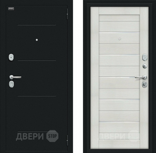 Входная металлическая Дверь Bravo Техно Kale Букле черное/Bianco Veralinga в Павловском Посаде