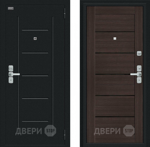 Входная металлическая Дверь Bravo Райт Букле черное/Wenge Veralinga в Павловском Посаде