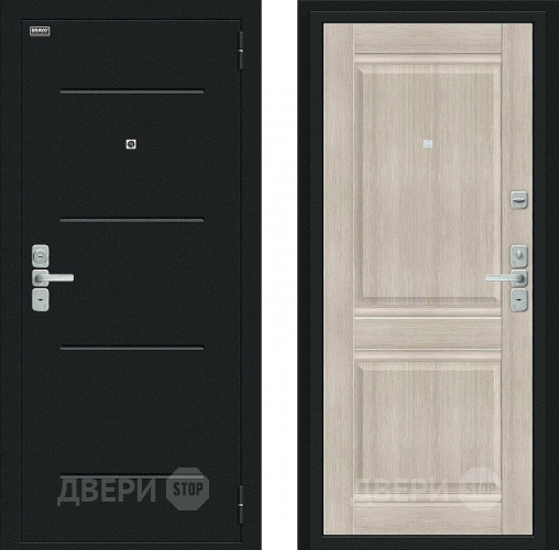Входная металлическая Дверь Bravo Нео Букле черное/Cappuccino Veralinga в Павловском Посаде