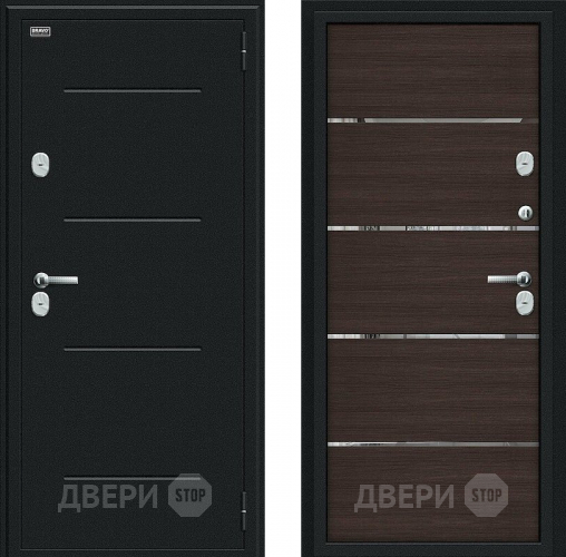 Входная металлическая Дверь Bravo Thermo Лайн Букле черное/Wenge Veralinga в Павловском Посаде