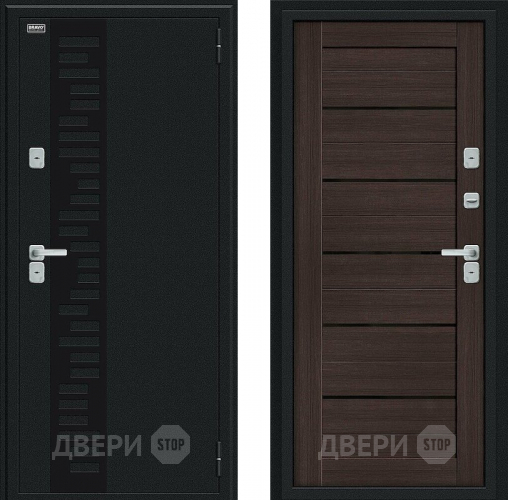 Дверь Bravo Thermo Техно Декор Букле черное/Wenge Veralinga в Павловском Посаде