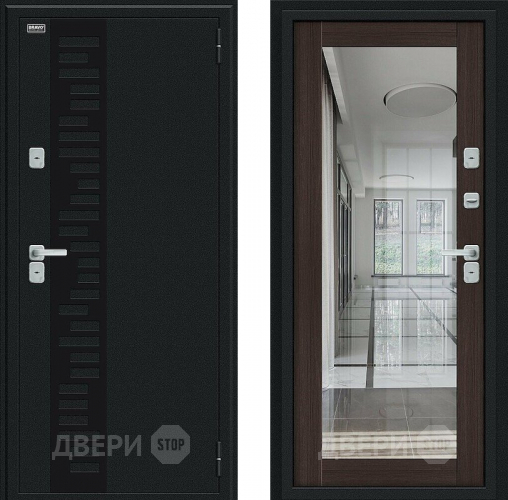 Дверь Bravo Thermo Флэш Декор Букле черное/Wenge Veralinga в Павловском Посаде