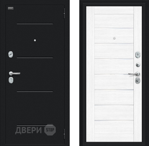 Дверь Bravo Техно Букле черное/Snow Melinga в Павловском Посаде