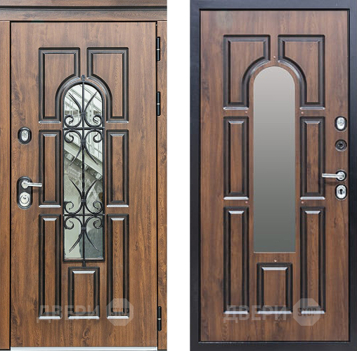 Дверь Сударь МХ-32 Винорит Темный Дуб с Ковкой и окном в Павловском Посаде