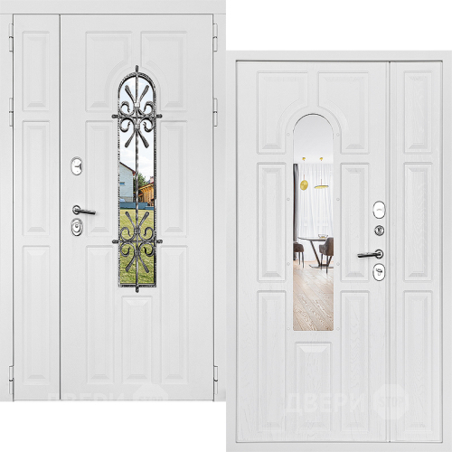 Входная металлическая Дверь Дверной Континент Лион Двустворчатая Белая в Павловском Посаде