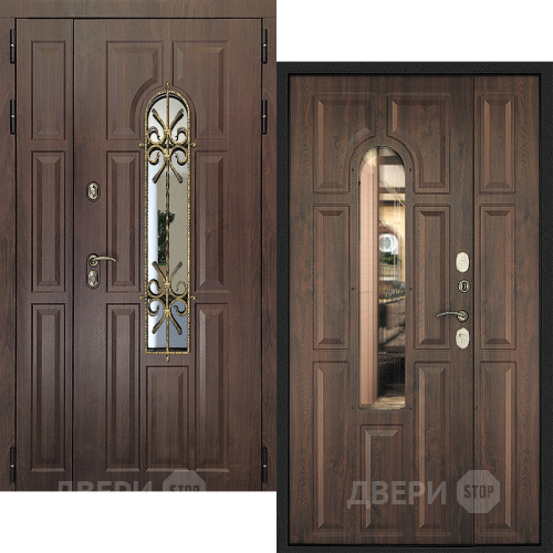 Входная металлическая Дверь Дверной Континент Лион Двустворчатая Темный орех в Павловском Посаде