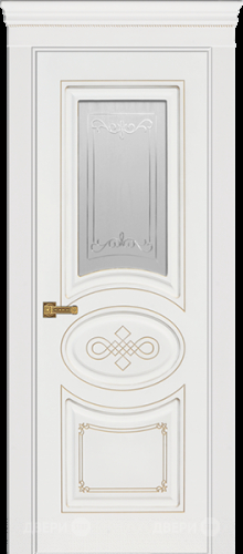 Межкомнатная дверь Дверь Премьер ДО, белая эмаль, патина золото, мателюкс с фрезеровкой в Павловском Посаде