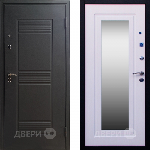Входная металлическая Дверь СТОП ЗЕРКАЛО Ясень Белый в Павловском Посаде