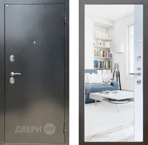 Дверь Шелтер (SHELTER) Стандарт 14 с зеркалом Белый матовый в Павловском Посаде