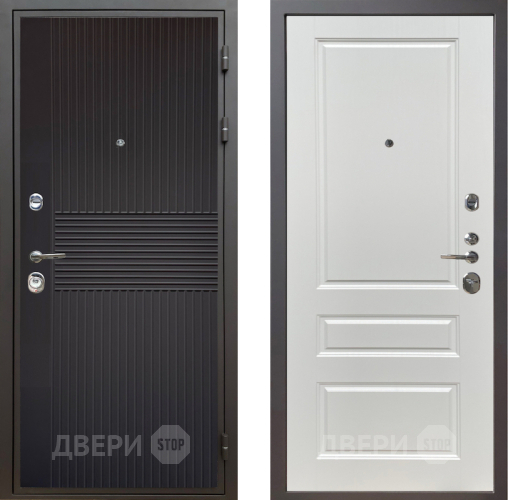 Входная металлическая Дверь Шелтер (SHELTER) Комфорт Черная шагрень 1 Белый ясень в Павловском Посаде