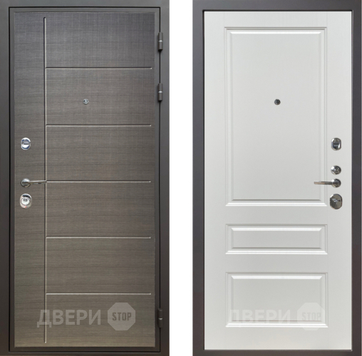 Входная металлическая Дверь Шелтер (SHELTER) Комфорт Лен сильвер 1 Белый ясень в Павловском Посаде