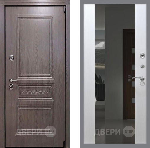 Входная металлическая Дверь Рекс (REX) Пренмиум-S СБ-16 Зеркало Белый ясень в Павловском Посаде