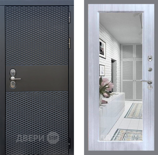 Входная металлическая Дверь Стоп БЛЭК CISA Зеркало Сандал белый в Павловском Посаде