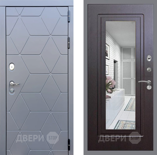 Входная металлическая Дверь Стоп КОСМО Зеркало ФЛ-120 Венге в Павловском Посаде
