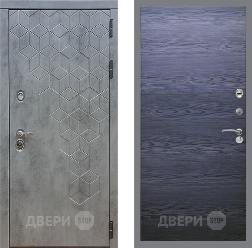 Входная металлическая Дверь Стоп БЕТОН Гладкая Дуб тангенальный черный в Павловском Посаде