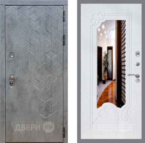 Входная металлическая Дверь Стоп БЕТОН ЗкркалоФЛ-147 Ясень белый в Павловском Посаде