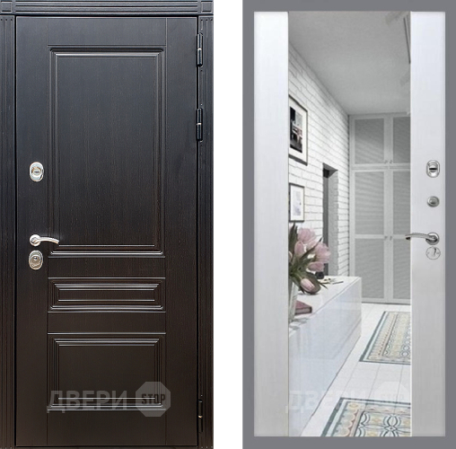 Входная металлическая Дверь Стоп МЕГАПОЛИС Зеркало СБ-16 Лиственница беж в Павловском Посаде