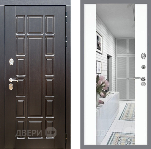 Входная металлическая Дверь Стоп НЬЮ ЙОРК Зеркало СБ-16 Силк Сноу в Павловском Посаде