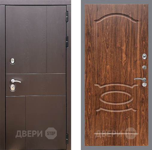 Входная металлическая Дверь Стоп УРБАН ФЛ-128 орех тисненый в Павловском Посаде