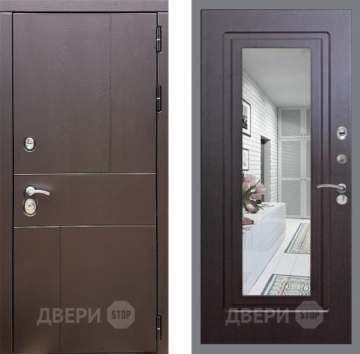 Входная металлическая Дверь Стоп УРБАН Зеркало ФЛ-120 Венге в Павловском Посаде