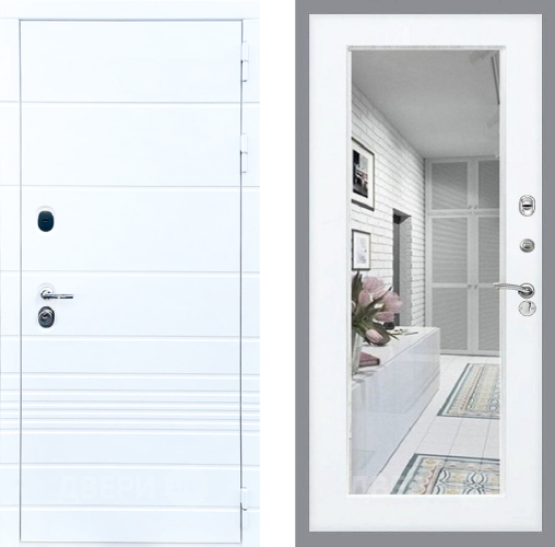 Входная металлическая Дверь Стоп ТРЕНДО Зеркало Силк Сноу в Павловском Посаде