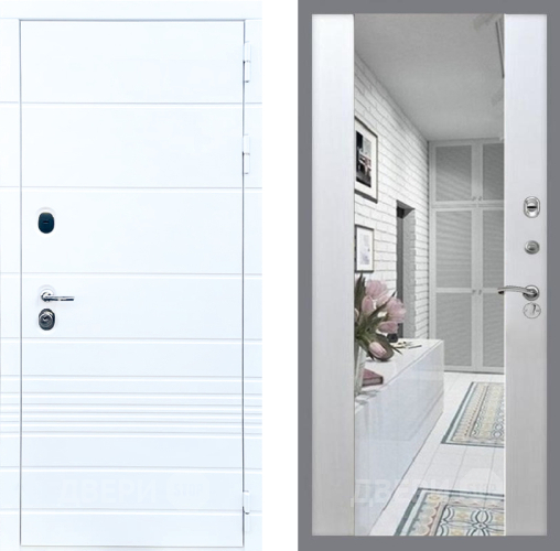 Входная металлическая Дверь Стоп ТРЕНДО Зеркало СБ-16 Лиственница беж в Павловском Посаде