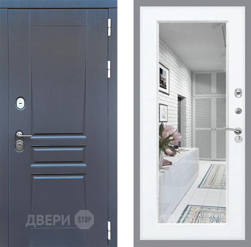 Входная металлическая Дверь Стоп ПЛАТИНУМ Зеркало Силк Сноу в Павловском Посаде