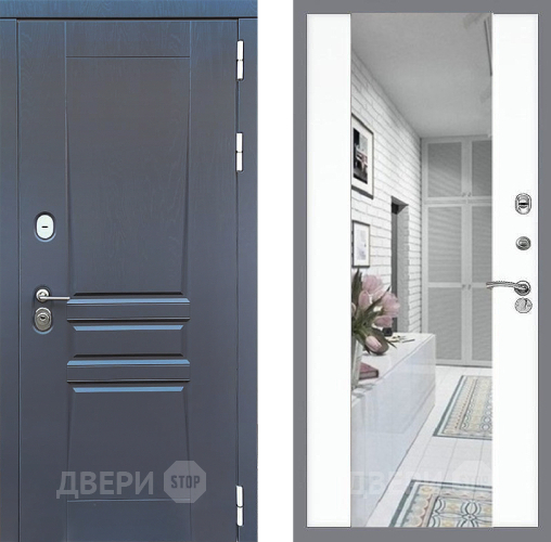 Входная металлическая Дверь Стоп ПЛАТИНУМ Зеркало СБ-16 Силк Сноу в Павловском Посаде