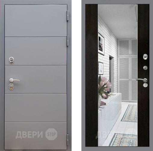 Входная металлическая Дверь Стоп АРТ ГРАФИТ Зеркало СБ-16 Венге в Павловском Посаде