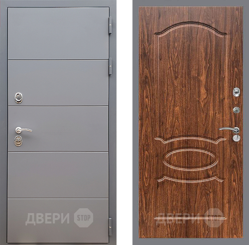 Входная металлическая Дверь Стоп АРТ ГРАФИТ ФЛ-128 орех тисненый в Павловском Посаде