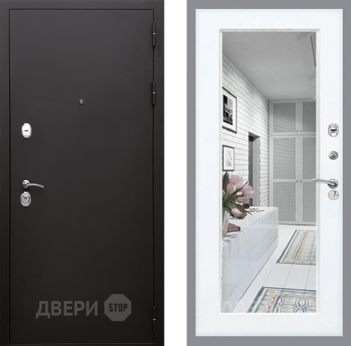 Входная металлическая Дверь Стоп КЛАССИК Шагрень Зеркало Силк Сноу в Павловском Посаде