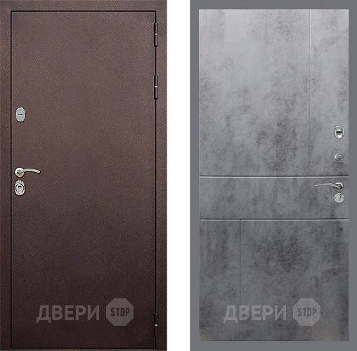 Входная металлическая Дверь Стоп КЛАССИК Медь ФЛ-290 Бетон темный в Павловском Посаде