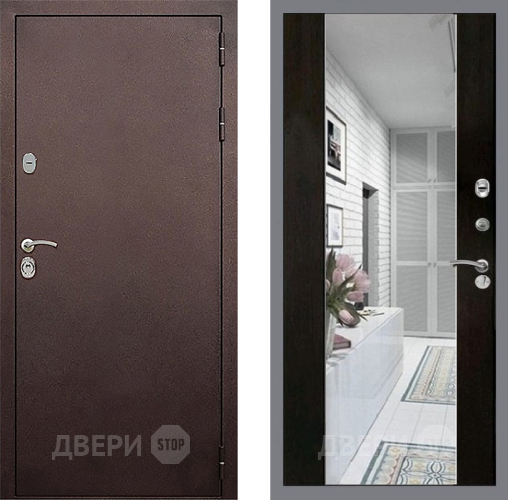 Входная металлическая Дверь Стоп КЛАССИК Медь Зеркало СБ-16 Венге в Павловском Посаде