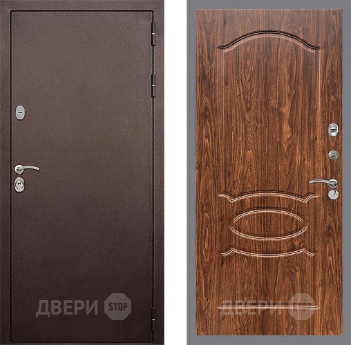 Входная металлическая Дверь Стоп КЛАССИК Медь ФЛ-128 орех тисненый в Павловском Посаде