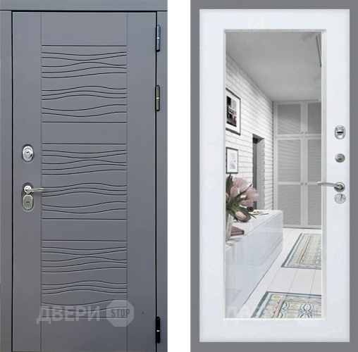 Входная металлическая Дверь Стоп СКАНДИ Зеркало Белый ясень в Павловском Посаде