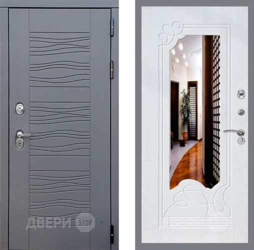 Входная металлическая Дверь Стоп СКАНДИ ЗкркалоФЛ-147 Ясень белый в Павловском Посаде