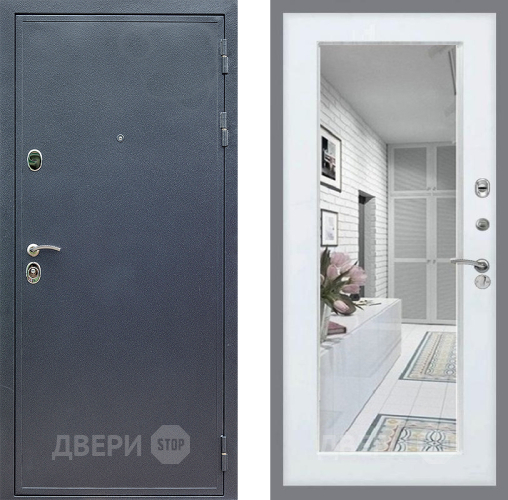 Входная металлическая Дверь Стоп СИЛЬВЕР Зеркало Белый ясень в Павловском Посаде